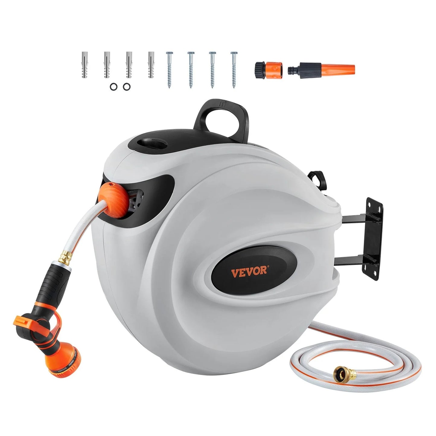 Wall-Mounted Water Hose Reel – 130ft Auto-Retract, 5/8" Diameter