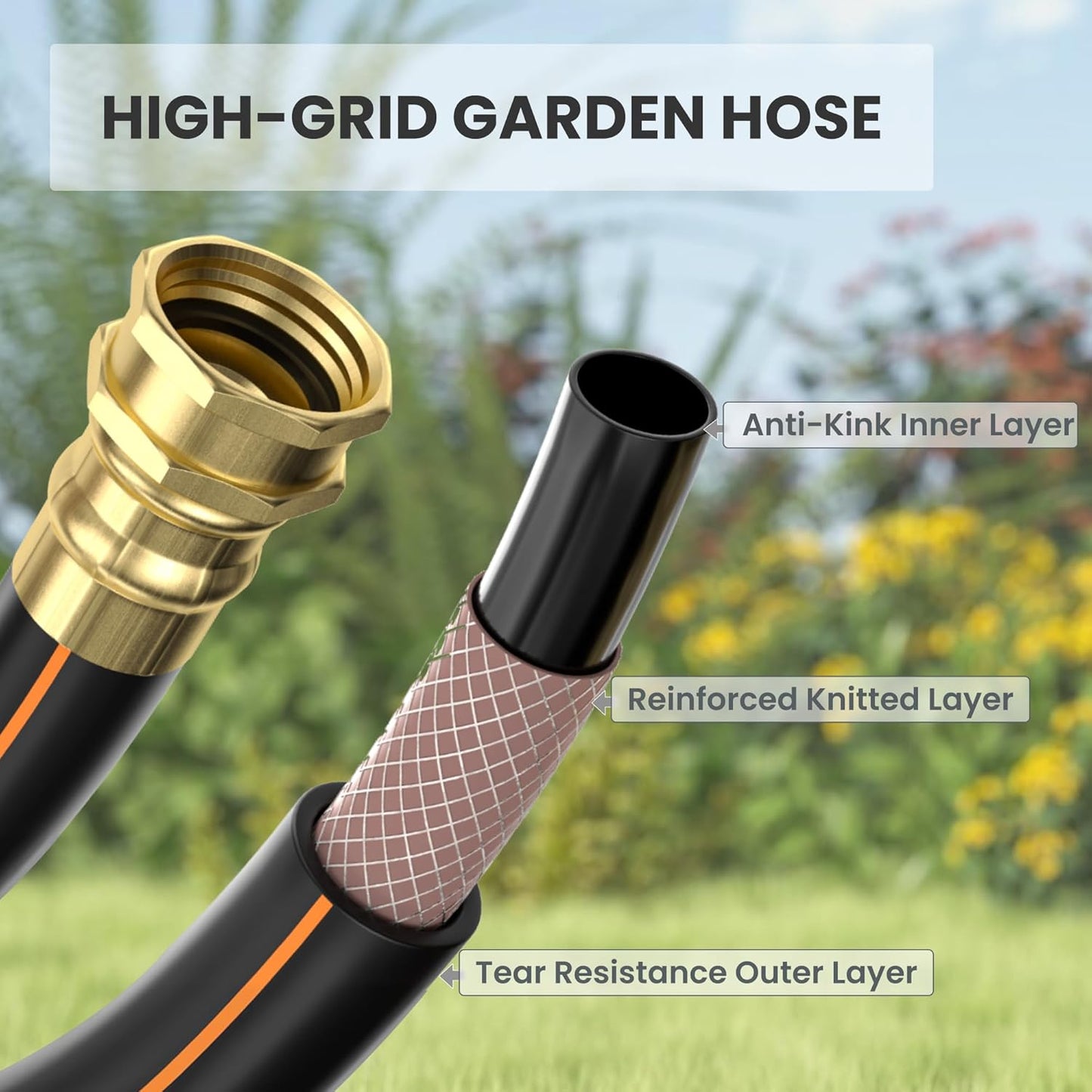 Retractable Garden Hose Reel 1/2" x 130ft | Wall Mount & 180 Degree Swivel Bracket—Slow Return System