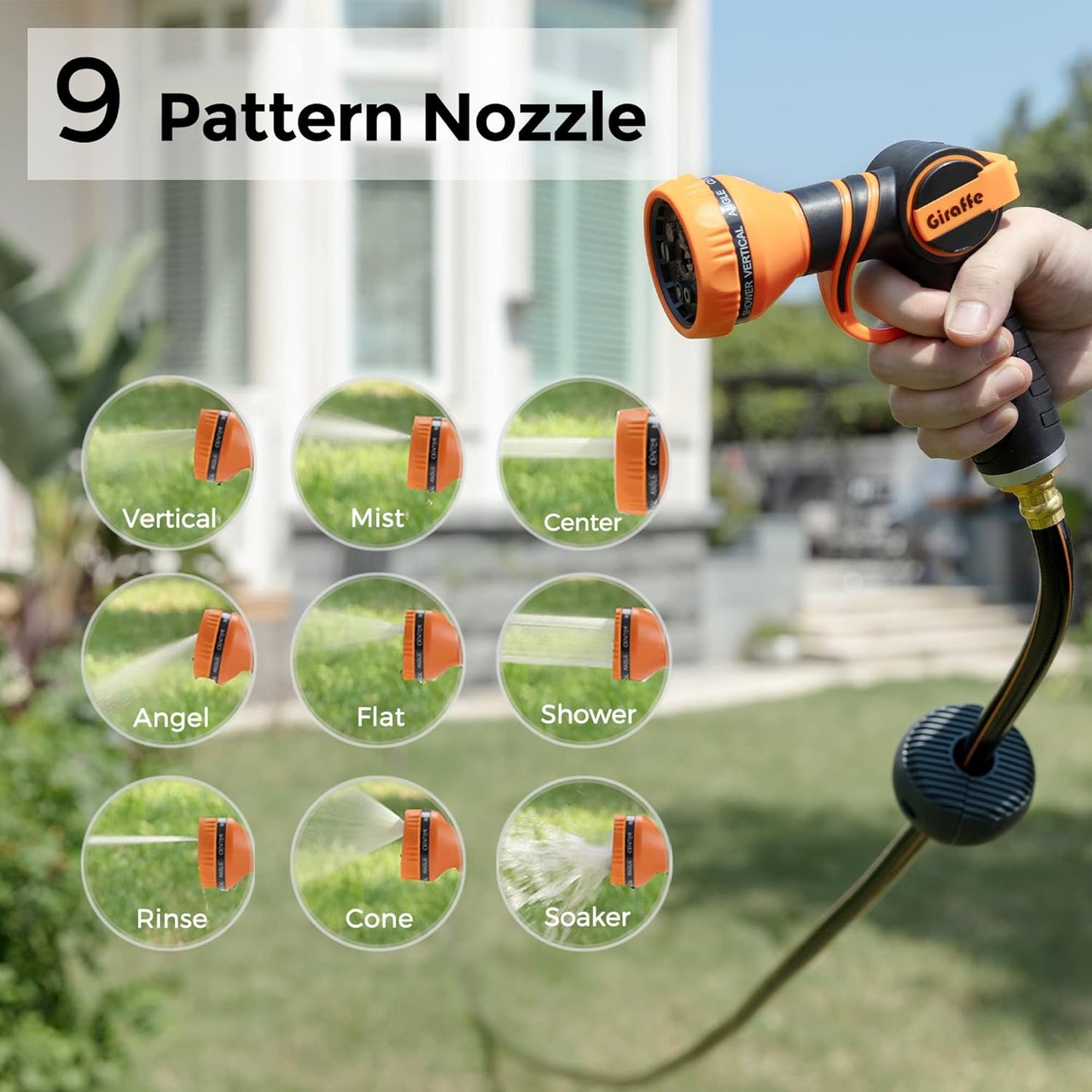 Retractable Garden Hose Reel 1/2" x 130ft | Wall Mount & 180 Degree Swivel Bracket—Slow Return System