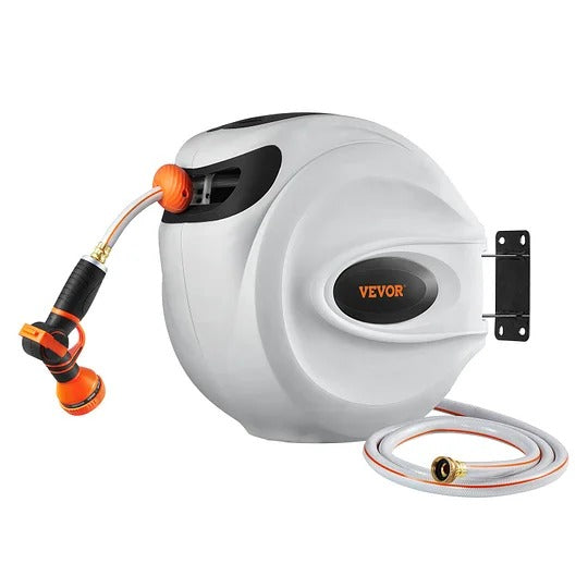 Wall-Mounted Water Hose Reel – 130ft Auto-Retract, 5/8" Diameter